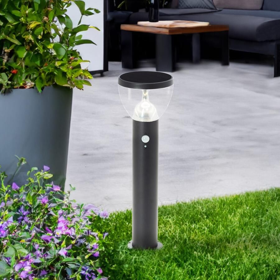 Brilliant Leuchten Led-sokkellamp TULIP LED buitenlamp solar 52 cm 430 lm 3000 K roestvrij staal zwart (1 stuk) - Foto 6