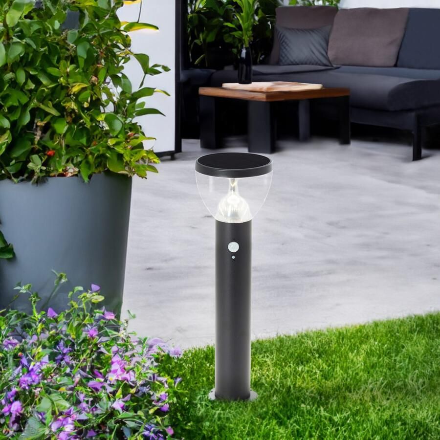 Brilliant Leuchten Led-sokkellamp TULIP LED buitenlamp solar 52 cm 430 lm 3000 K roestvrij staal zwart (1 stuk) - Foto 2
