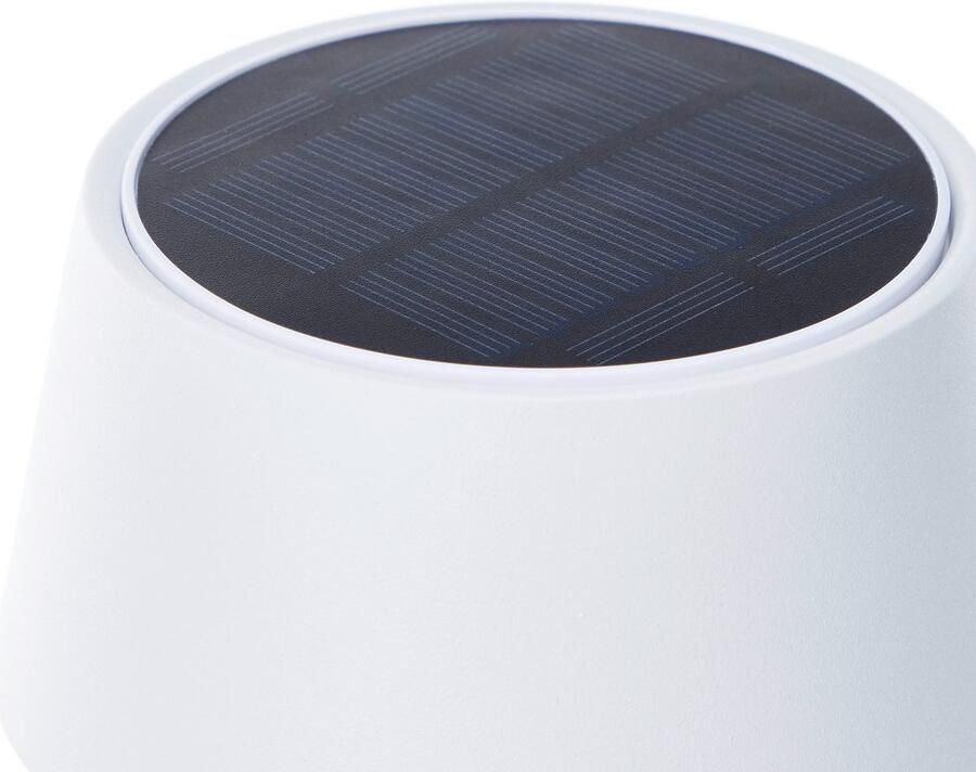Brilliant Leuchten Led-tafellamp voor buiten Picco Solar en oplaadbaar via USB 30 cm 300 lm 3000 K IP44 metaal wit (1 stuk) - Foto 5