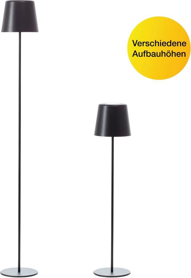 Brilliant Leuchten Led-vloerlamp voor buiten Kaami mobiele LED buiten vloerlamp Accu-aangedreven 129 cm 350 lm 3000 K 3-traps dimbaar metaal (1 stuk) - Foto 7