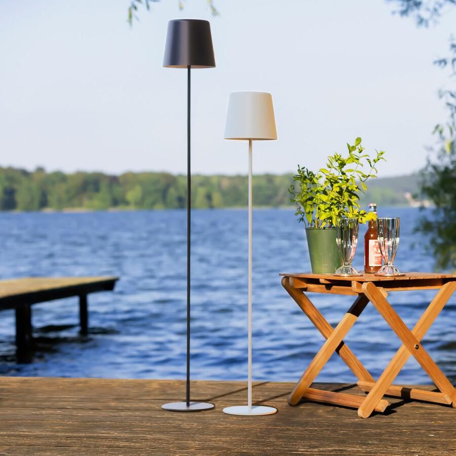 Brilliant Leuchten Led-vloerlamp voor buiten Kaami mobiele LED buiten vloerlamp Accu-aangedreven 129 cm 350 lm 3000 K 3-traps dimbaar metaal (1 stuk) - Foto 4