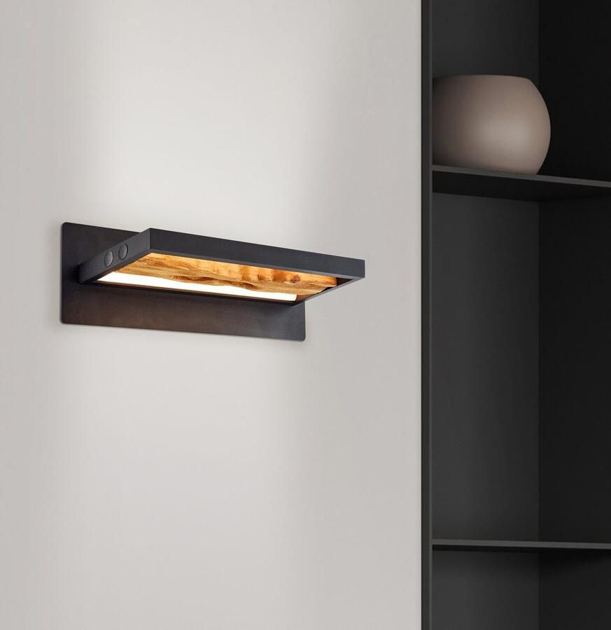 Brilliant Leuchten Led-wandlamp Chaumont Breedte 35 cm 930 lm Aluminium Metaal Hout zwart hout - Foto 2