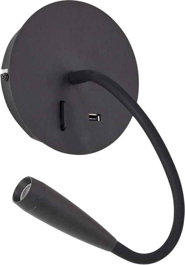 Brilliant Leuchten Led-wandlamp JUTTA USB-aansluiting flexibele leesarm 170 lm 3000 K