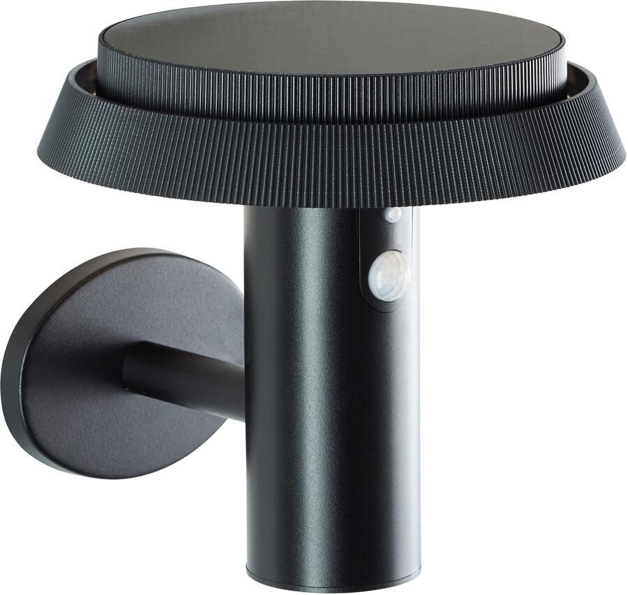 Brilliant Leuchten Led-wandlamp voor buiten Alvero Solar 21 cm 500 lm 3000 K metaal zwart (1 stuk) - Foto 1