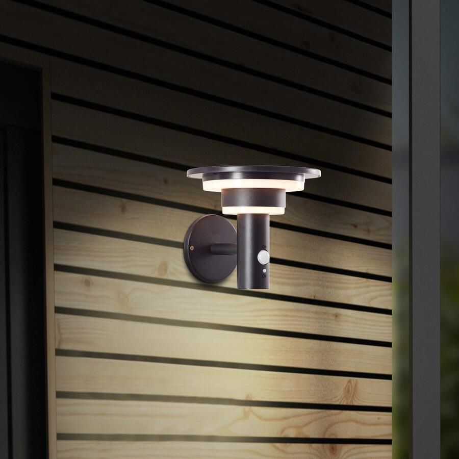 Brilliant Leuchten Led-wandlamp voor buiten Garvina LED buiten wandlamp solar 430 lm 3000 K roestvrij staal zwart - Foto 2