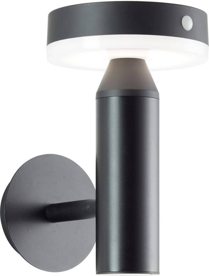Brilliant Leuchten Led-wandlamp voor buiten Magua LED buiten wandlamp met solar 20 cm 350 lm 4000 K metaal zwart - Foto 5