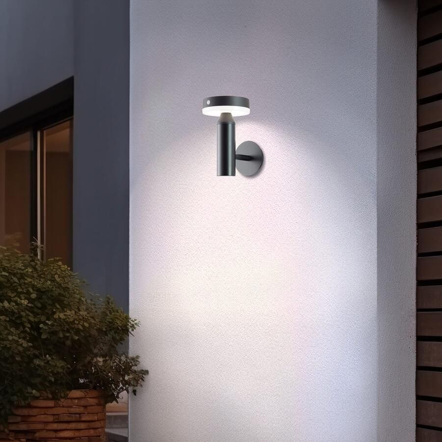 Brilliant Leuchten Led-wandlamp voor buiten Magua LED buiten wandlamp met solar 20 cm 350 lm 4000 K metaal zwart - Foto 3