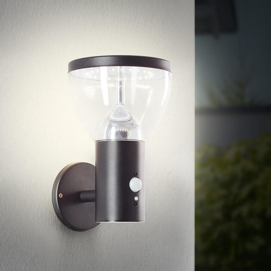 Brilliant Leuchten Led-wandlamp voor buiten TULIP LED buiten wandlamp solar 25 cm 430 lm 3000 K roestvrij staal zwart - Foto 3