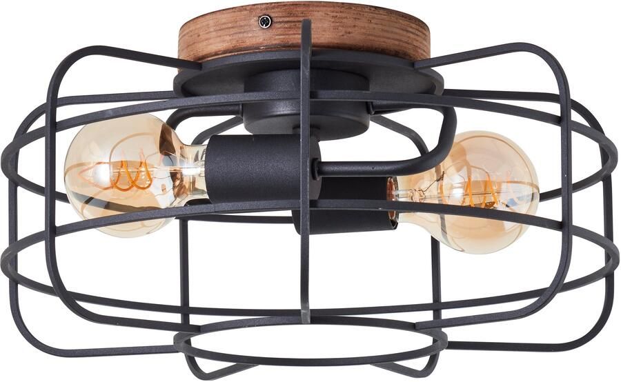 Brilliant Leuchten Plafondlamp Gwen D 40 cm E27 hout metaal bruin zwart korund - Foto 3