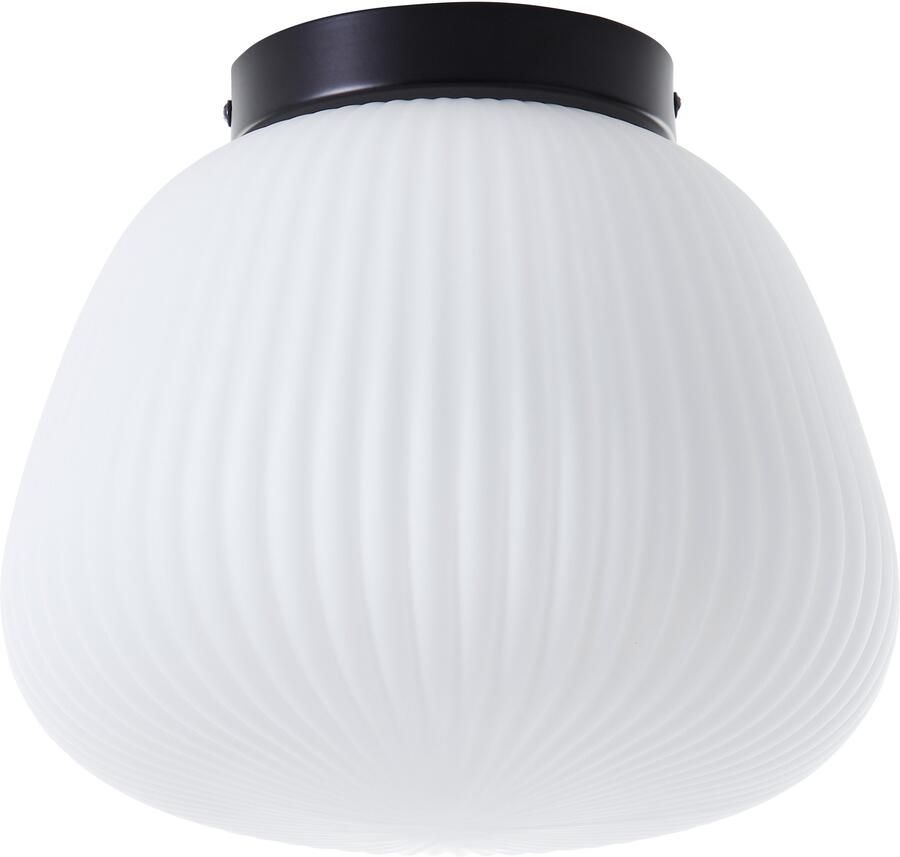 Brilliant Leuchten Plafondlamp Kaizen 22 x 25 cm e27 geribbeld glas metaal wit zwart - Foto 2