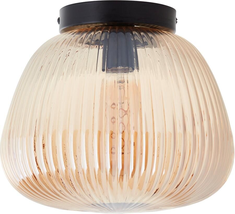 Brilliant Leuchten Plafondlamp Kaizen Gegolfd glas 22 x 25 cm E27 amber-barnsteenkleuren - Foto 2