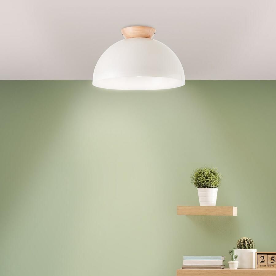 Brilliant Leuchten Plafondlamp Nalam 21 x 35 cm 1 x e27 metaal hout grijs (1 stuk) - Foto 2