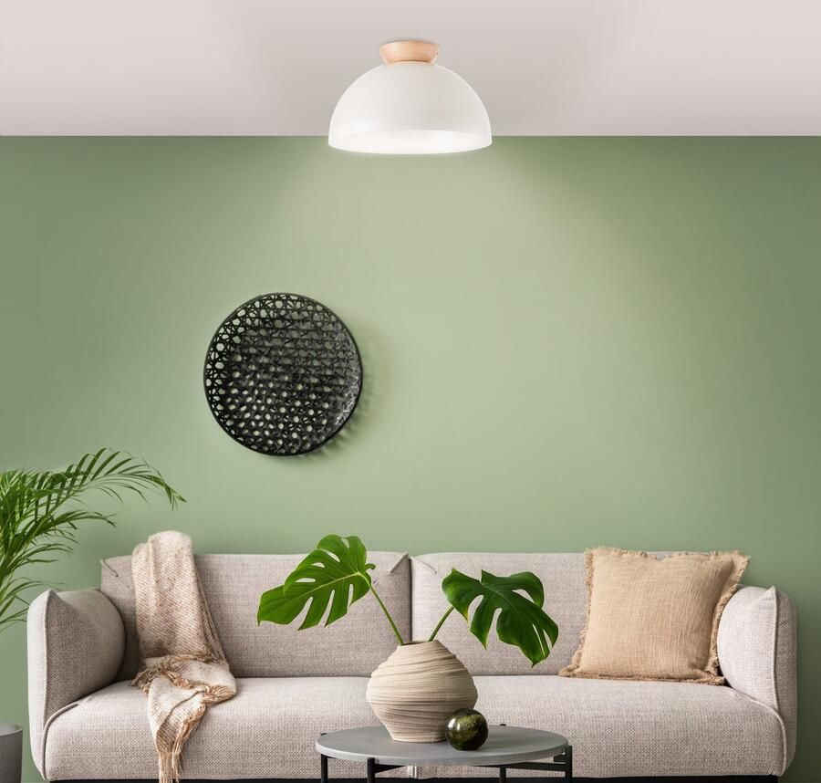 Brilliant Leuchten Plafondlamp Nalam 21 x 35 cm 1 x e27 metaal hout grijs (1 stuk) - Foto 4