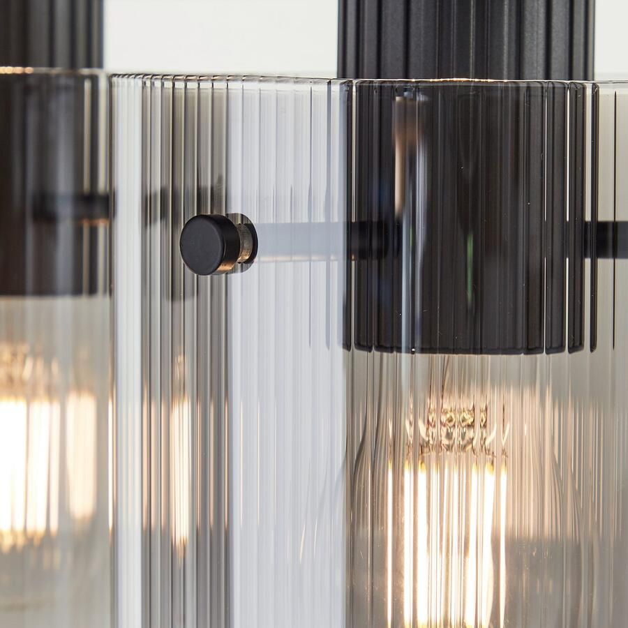 Brilliant Leuchten Plafondlamp Riffelini 20 x 37 cm 3 x e27-fitting geribbeld rookglas antraciet - Foto 2