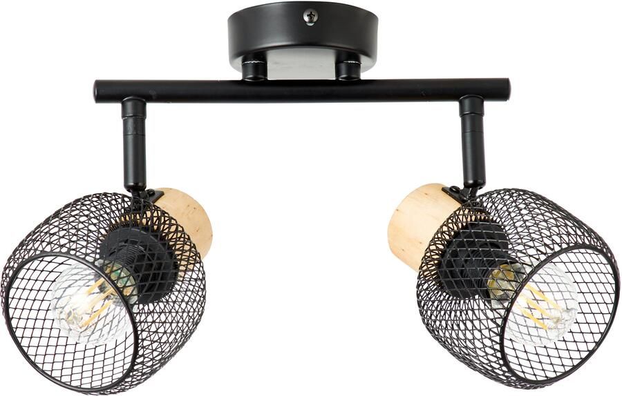 Brilliant Leuchten Plafondspot Giada Spotbuis 2-lichts 38 cm E14 draaibaar metaal hout zwart hout - Foto 4