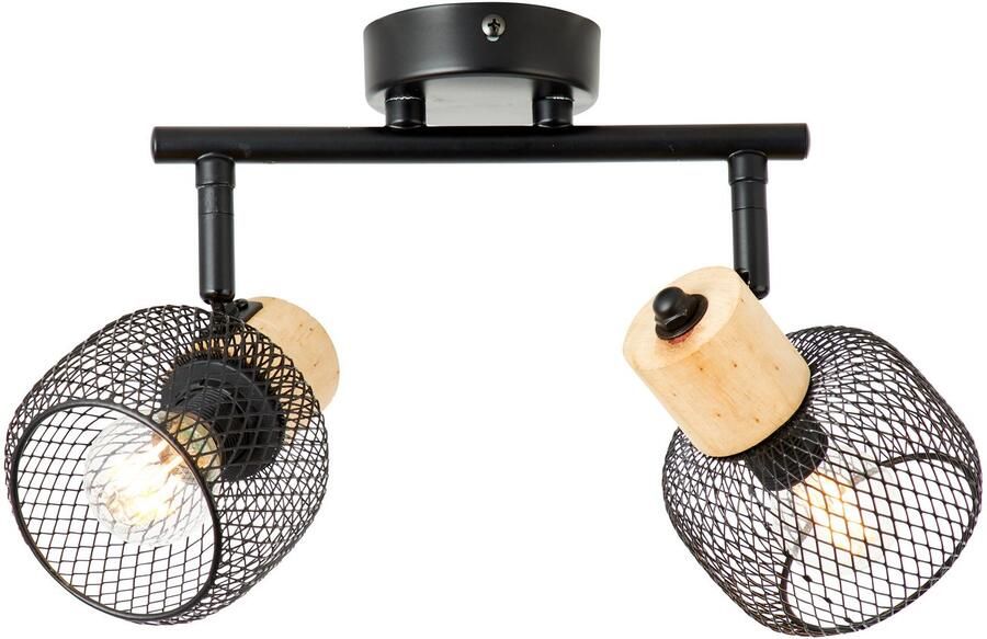 Brilliant Leuchten Plafondspot Giada Spotbuis 2-lichts 38 cm E14 draaibaar metaal hout zwart hout - Foto 3
