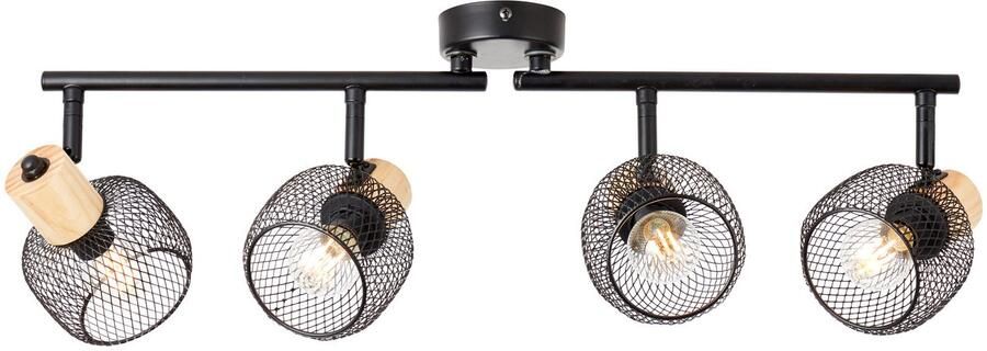 Brilliant Leuchten Plafondspot Giada Spotbuis 4-vlamig 74 cm E14 schwenkbaar metaal hout zwart bruin (1 stuk) - Foto 4