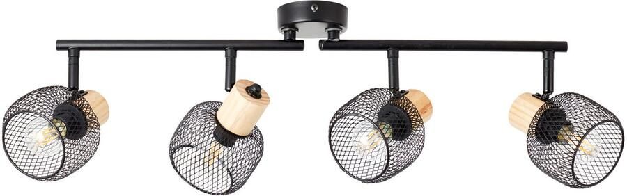 Brilliant Leuchten Plafondspot Giada Spotbuis 4-vlamig 74 cm E14 schwenkbaar metaal hout zwart bruin (1 stuk) - Foto 5