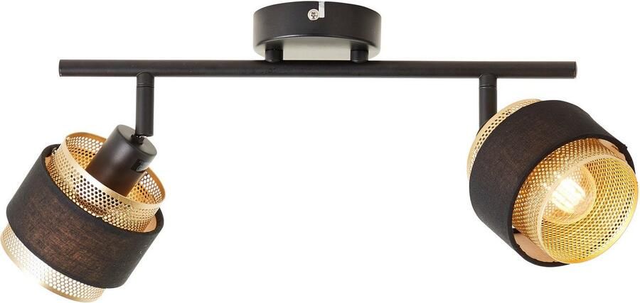Brilliant Leuchten Plafondspot Grove Breedte 50 cm E14 metaal textiel zwart goudkleurig - Foto 4