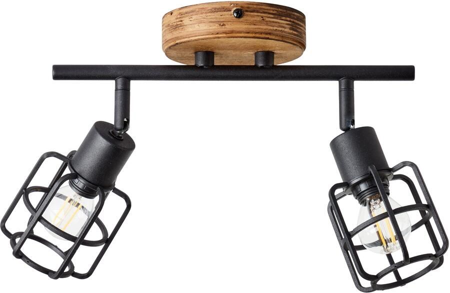 Brilliant Leuchten Plafondspot Gwen B 33 cm 2 x E14 draaibaar metaal hout antiek zwart korund - Foto 5