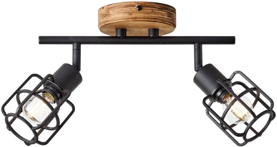 Brilliant Leuchten Plafondspot Gwen B 33 cm 2 x E14 draaibaar metaal hout antiek zwart korund - Foto 4