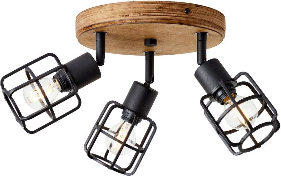 Brilliant Leuchten Plafondspot Gwen D 35 cm 3 x E14 draaibaar metaal hout antiek zwart korund - Foto 5