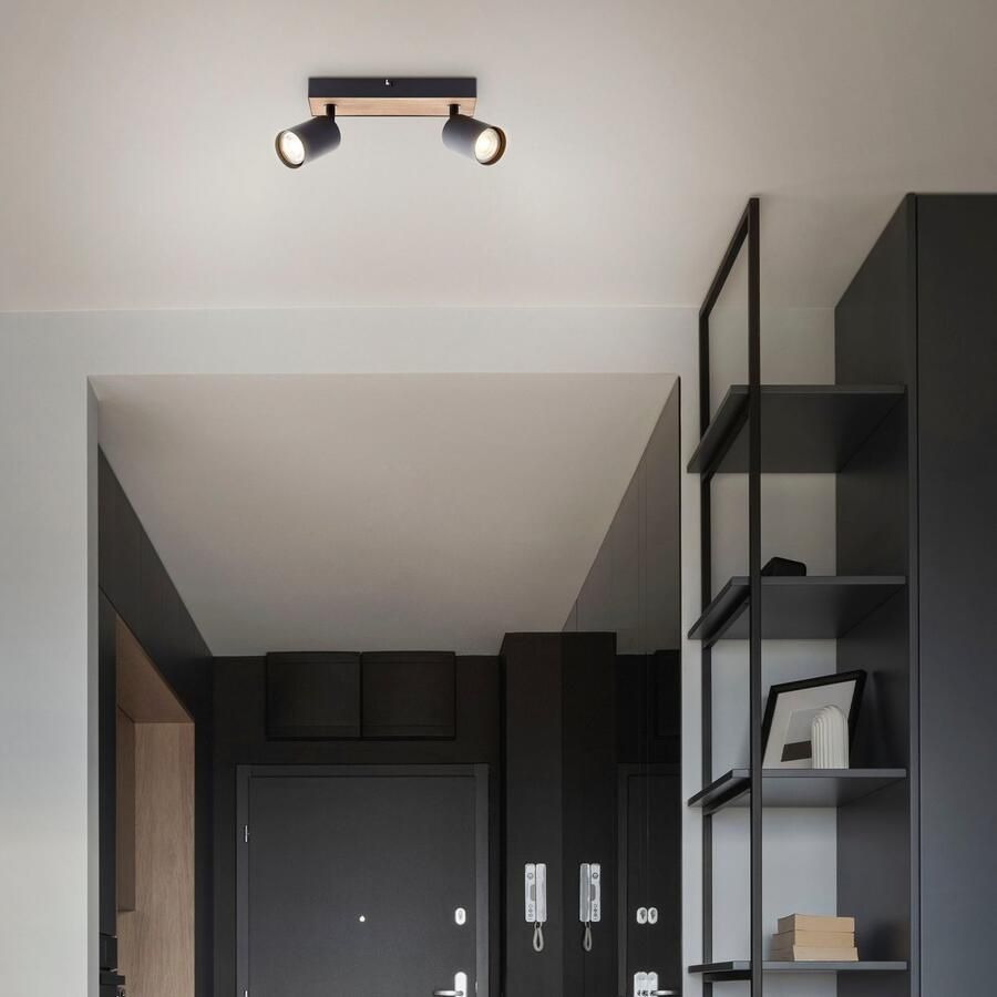 Brilliant Leuchten Plafondspot Jello Wood Spotbalk draaibaar 15x24x8 cm GU10 345lm 3000K metaal hout - Foto 2