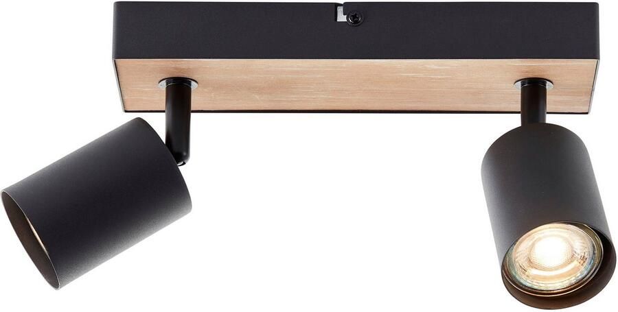 Brilliant Leuchten Plafondspot Jello Wood Spotbalk draaibaar 15x24x8 cm GU10 345lm 3000K metaal hout - Foto 5