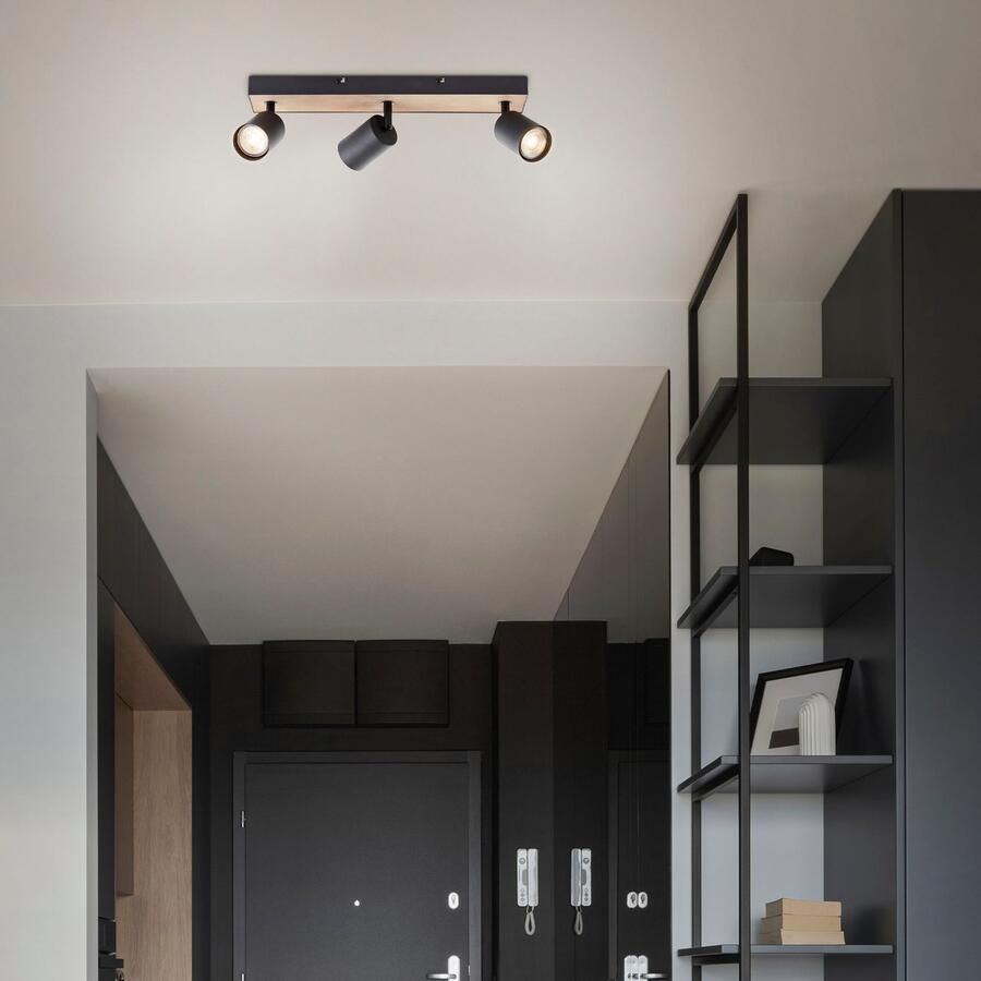 Brilliant Leuchten Plafondspot Jello Wood Spotbalk draaibaar 15x42x8 cm GU10 345lm 3000K metaal hout - Foto 2