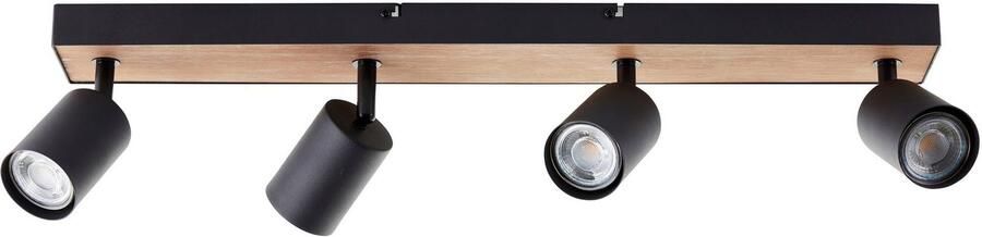 Brilliant Leuchten Plafondspot Jello Wood Spotbalk schwenkbaar 15x60x8 cm 4 x GU10 345lm 3000K metaal hout (1 stuk) - Foto 6