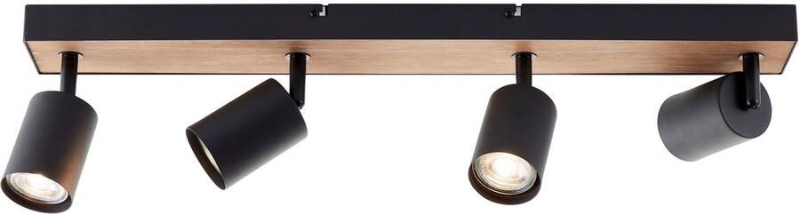 Brilliant Leuchten Plafondspot Jello Wood Spotbalk schwenkbaar 15x60x8 cm 4 x GU10 345lm 3000K metaal hout (1 stuk) - Foto 5