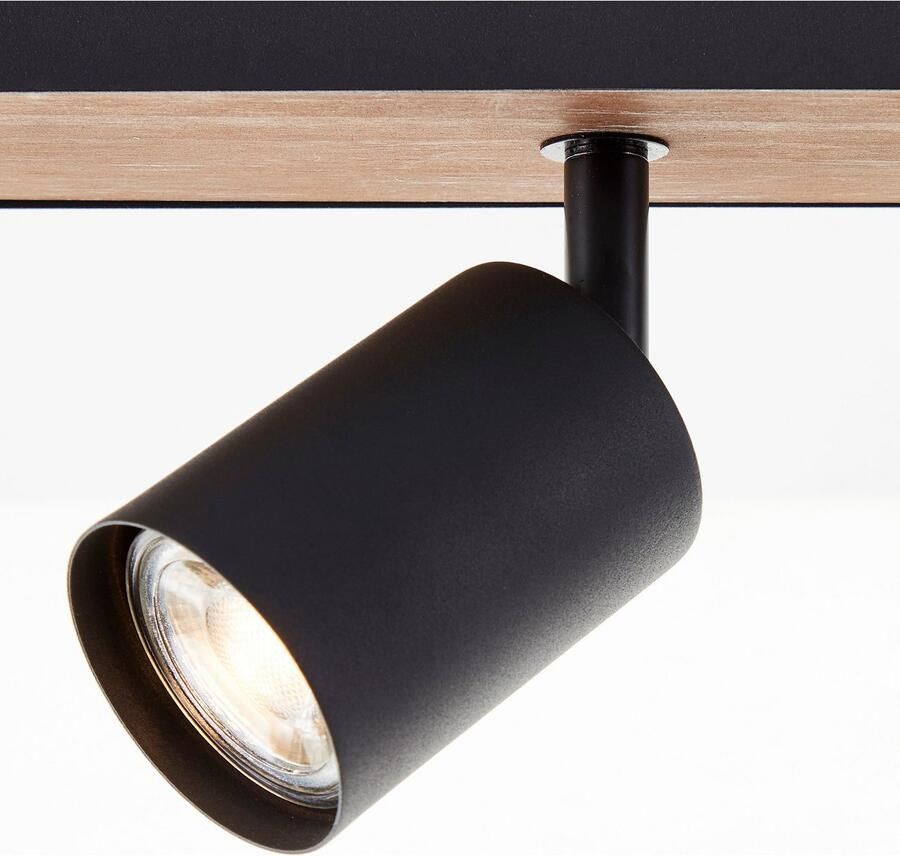 Brilliant Leuchten Plafondspot Jello Wood Spotbalk schwenkbaar 15x60x8 cm 4 x GU10 345lm 3000K metaal hout (1 stuk) - Foto 3