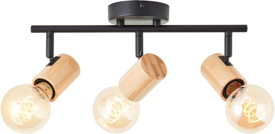 Brilliant Leuchten Plafondspot KERRY Breedte 36 cm E27 metaal bamboe zwart natuurlijk - Foto 3