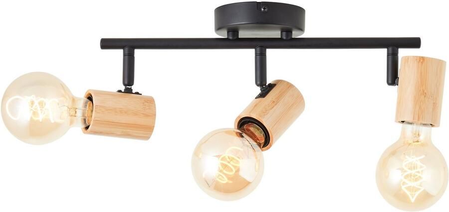 Brilliant Leuchten Plafondspot KERRY Breedte 36 cm E27 metaal bamboe zwart natuurlijk - Foto 4