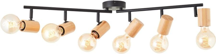 Brilliant Leuchten Plafondspot KERRY Breedte 77 cm E27 metaal bamboe zwart natuurlijk - Foto 4