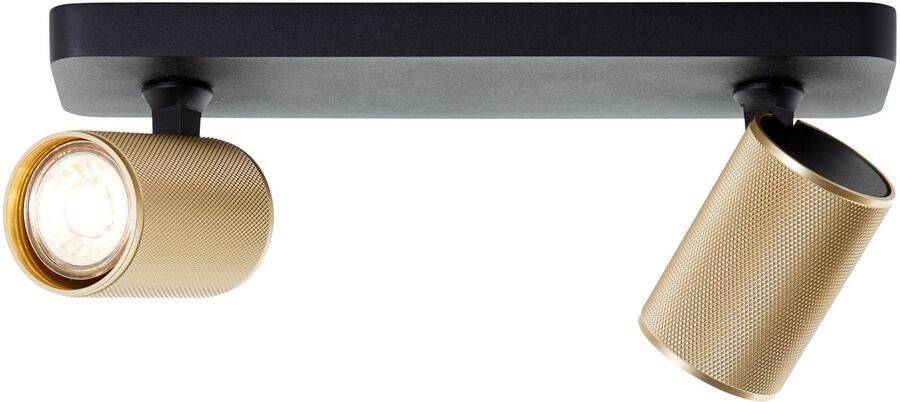 Brilliant Leuchten Plafondspot Marty Spotbalk draaibaar 12x31x9cm GU10 345lm zwart mat goudkleur - Foto 3