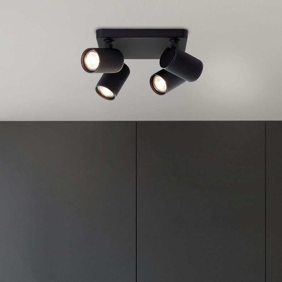 Brilliant Leuchten Plafondspot Marty Spotplaat draaibaar 22 x 22 cm GU10 345lm zwart