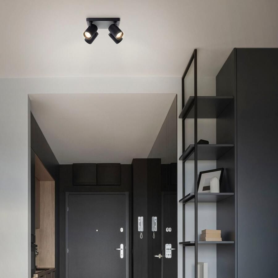 Brilliant Leuchten Plafondspot Marty Spotplaat draaibaar 22 x 22 cm GU10 345lm zwart - Foto 2