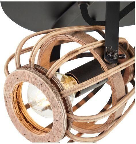Brilliant Leuchten Plafondspot Nikka 2-vlamig 20 cm hoogte 36 cm breedte e14 metaal rattan zwart natuur (1 stuk) - Foto 2