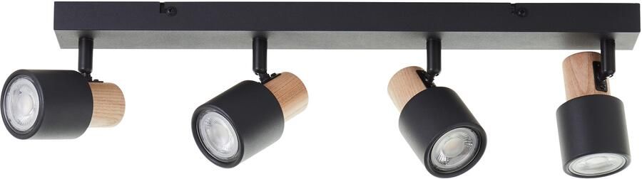 Brilliant Leuchten Plafondspot Pini 15 x 6 x 58 cm 4 x gu10 kantelbaar metaal hout - Foto 3