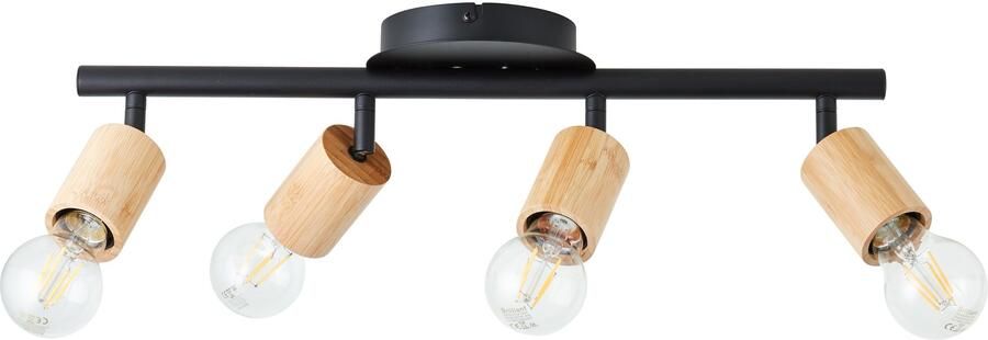 Brilliant Leuchten Plafondspot Tiffany Plafondspot 12 x 49 x 14 cm E27 draaibaar metaal hout zwart - Foto 5