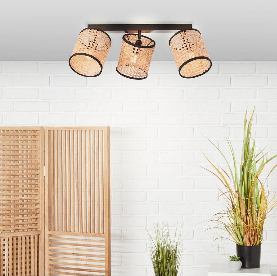 Brilliant Leuchten Plafondspot WILEY Spotbalk 3-vlamig hout licht zwart (1 stuk) - Foto 3