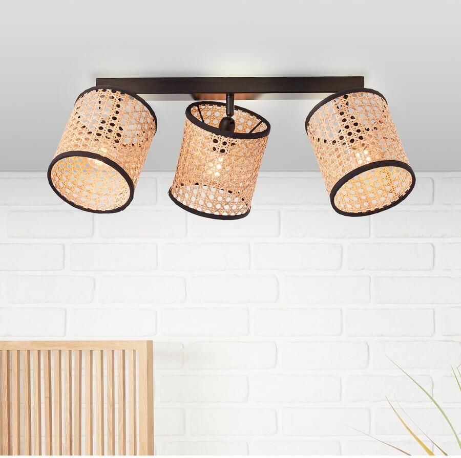 Brilliant Leuchten Plafondspot WILEY Spotbalk 3-vlamig hout licht zwart (1 stuk) - Foto 4