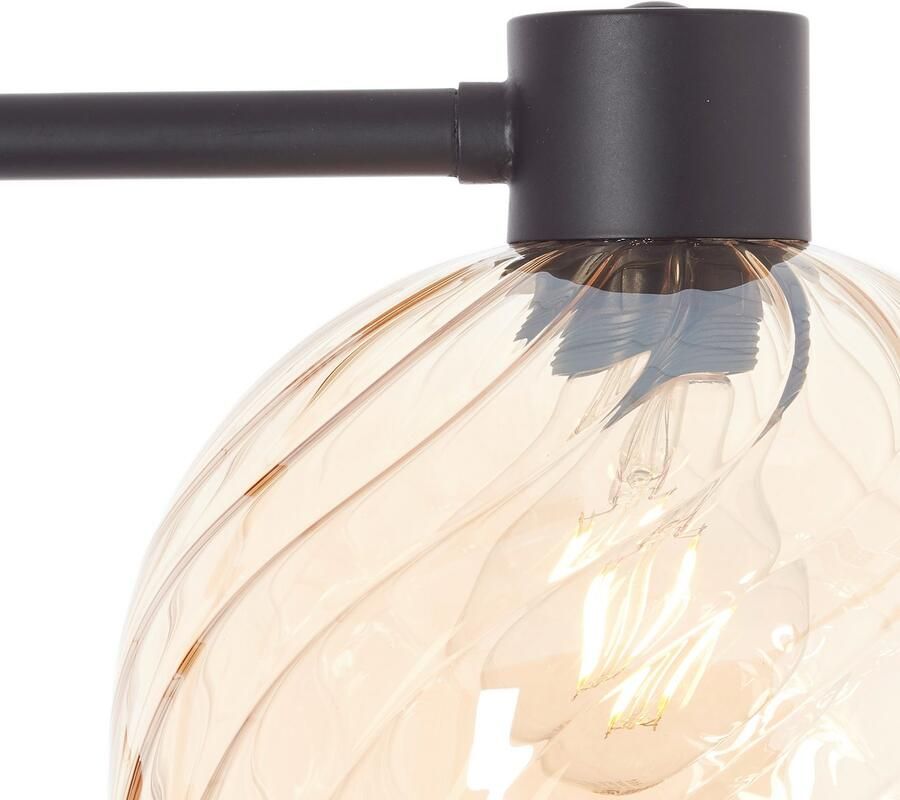 Brilliant Leuchten Staande lamp Casto 153 x 25 x 33 cm e27 glas metaal amberkleurig zwart