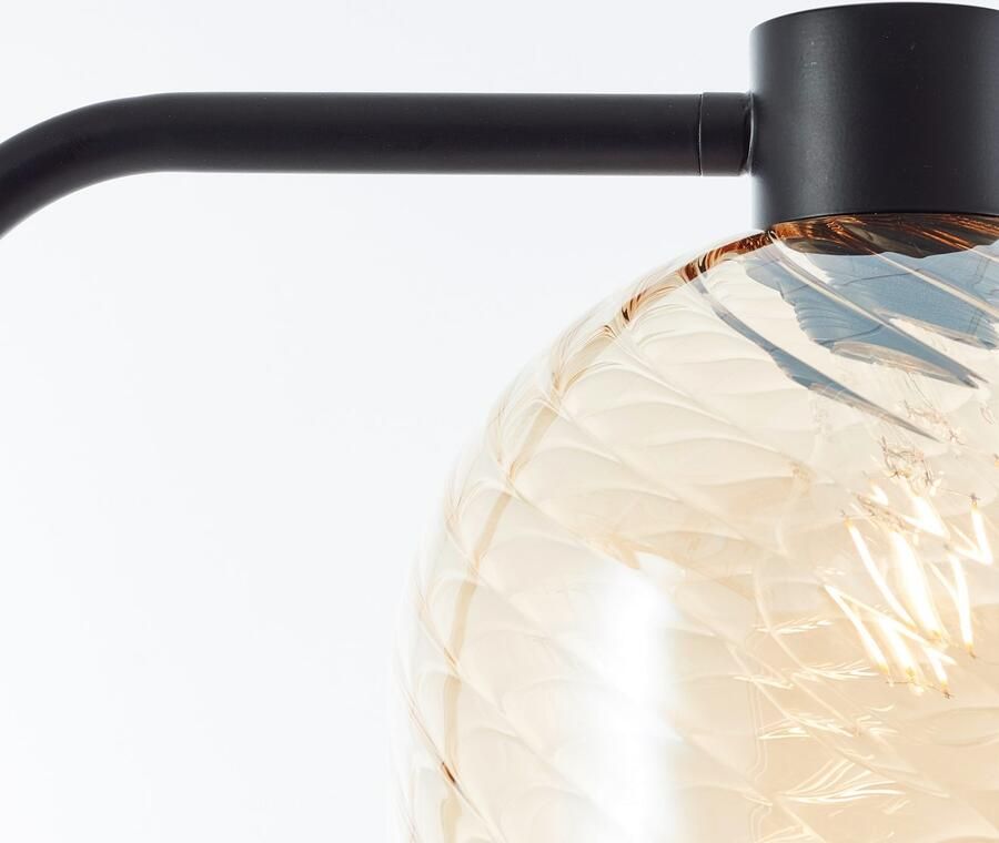 Brilliant Leuchten Staande lamp Casto 153 x 25 x 33 cm e27 glas metaal amberkleurig zwart - Foto 2