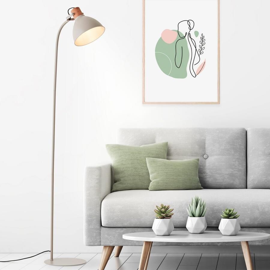 Brilliant Leuchten Staande lamp Erena Hoogte 150 cm E27 metaal hout - Foto 3