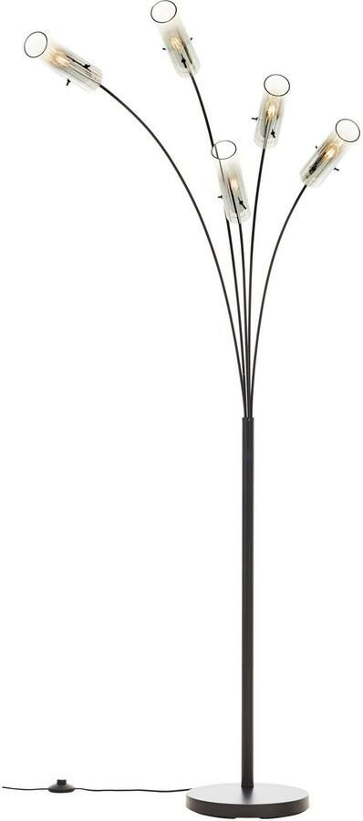 Brilliant Leuchten Staande lamp Glasini 200 x 30 x 73 cm 5 x e14 metaal rookglas mat zwart (1 stuk) - Foto 5