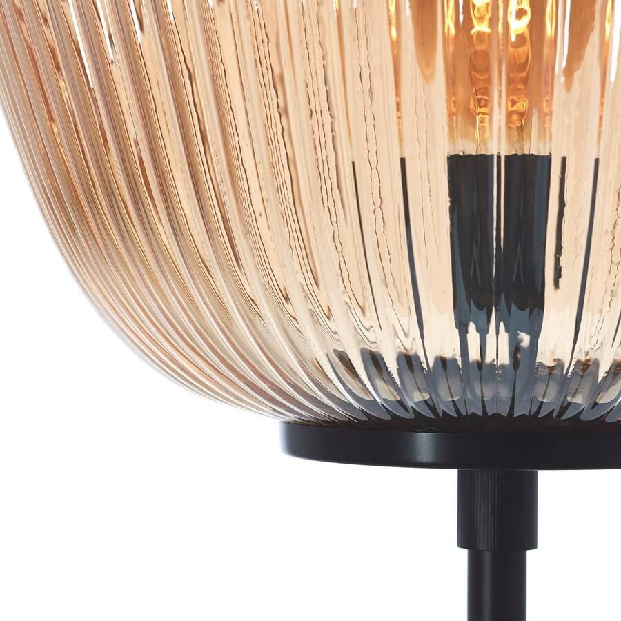 Brilliant Leuchten Staande lamp Kaizen Geribbeld glas 140 x 35 cm E27 amber-bernstein kleur (1 stuk) - Foto 4