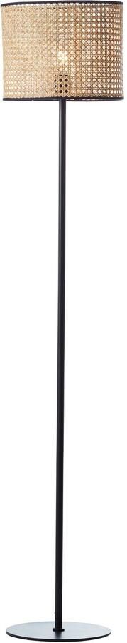Brilliant Leuchten Staande lamp WILEY 154 cm hoogte ø 30 cm 1x e27 metaal rotan hout licht zwart (1 stuk) - Foto 5