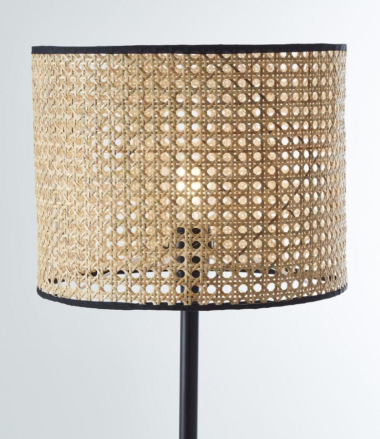 Brilliant Leuchten Staande lamp WILEY 154 cm hoogte ø 30 cm 1x e27 metaal rotan hout licht zwart (1 stuk) - Foto 5